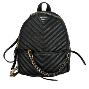 Victoria's Secret Black Gold Chain Embellished Mini Backpack
